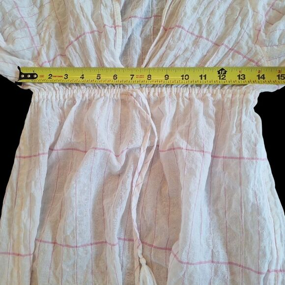 Tory Burch Caftan Striped Short Cotton Tunic Cover-Up Swim Cover Gauze sz Small - Picture 12 of 16